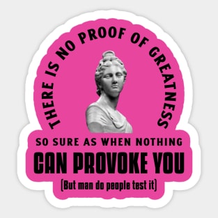 “There Is No Proof Of Greatness” Seneca Quote On Anger With Feminine Statue Bust Sticker